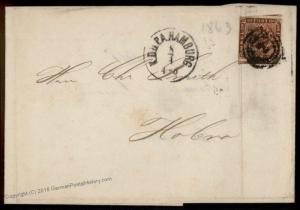 Denmark Germany 1863 Danish nr4 4sk Schleswig Holstein Hamburg Folded Cove 74019