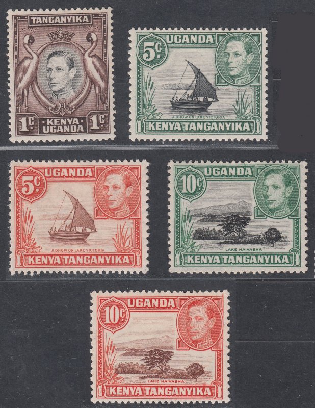 1938-49 KENYA UGANDA & TANGANYIKA KUT KGVI 5 VALUES MH VF