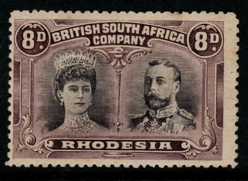 RHODESIA SG185a Var 1910-3 8d GREY-PURPLE & DULL PURPLE GASH IN EAR MTD MINT