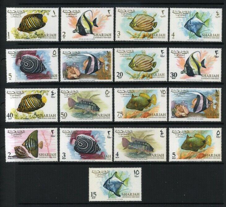 Sharjah Stamps # 17 Mint XF NH Rare fish set