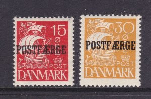 Denmark Scott Q12-Q13, 1927 Typo Caravel Parcel Post O/P,  F/VF MNH. Scott $90