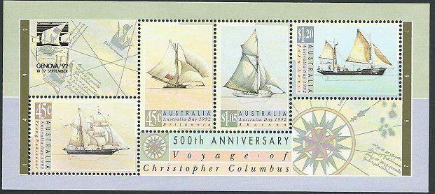 AUSTRALIA 1992 Columbus min sheet opt GENOA'92 Exhibition MNH.............40943A