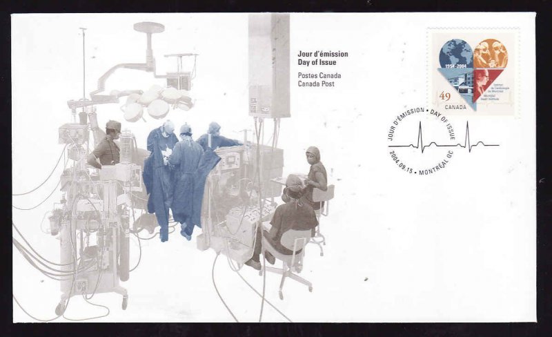 Canada-Sc#2056-stamp on FDC-Montreal Heart Institute-2004-