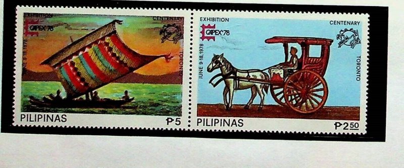 PHILIPPINES Sc 1349a+1350 NH PAIR+S/S OF 1978 - UPU