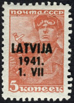 Latvia #1N14 Mint, faint hinge remnant (Overprint of Russia #734)