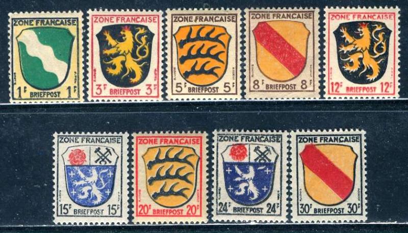 Germany - French Zone; 1945: Sc. # 4N1-4N4//4N6-4N10 MNH Short Set