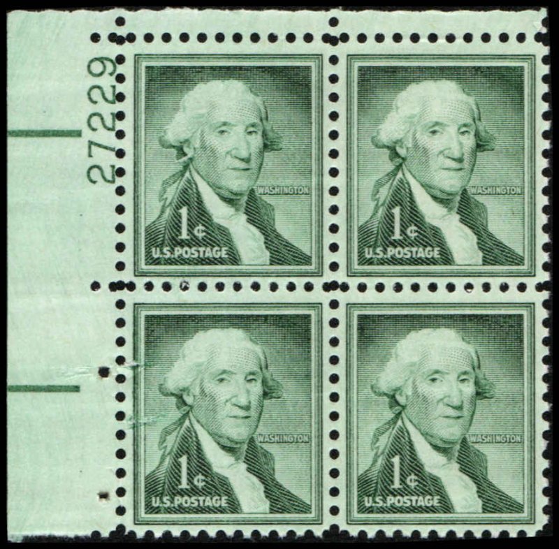 US #1031b WASHINGTON MNH UL PLATE BLOCK #27229