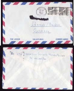 Canada cover-15c(2) Gannet-airmail-Toronto,Ont-Apr9 1962-30c franking pays the
