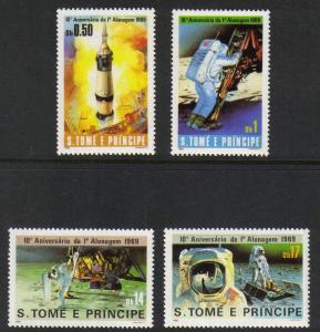 St. Thomas & Prince #578-81 mint set; Moon landing 10 anniv.