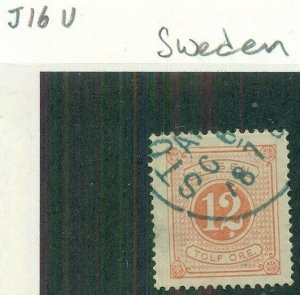 SWEDEN #J16, used, Scott $17.00