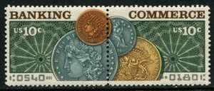 U.S.#1578a Banking/Commerce 10c Horiz. Mixed Pair, MNH.