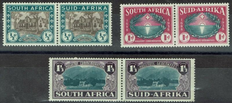 SOUTH AFRICA 1939 HUGENOT SET MNH  PAIRS 