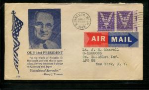 USA WWII Patriotic Cover: President Truman, Flag & Slogan