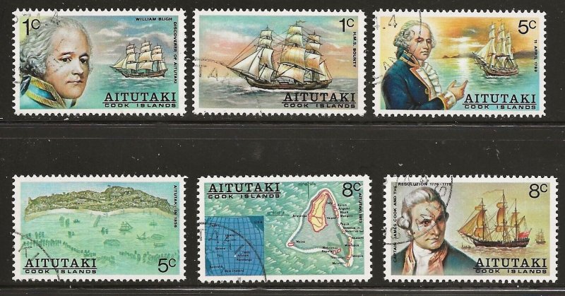 Aitutaki (1974) - Scott # 96 - 101,   Used