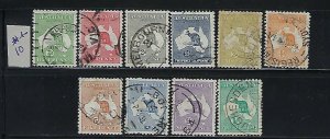 AUSTRALIA SCOTT#1-10 1913 KANGAROO AND MAP WMK (LARGE CROWN/LARGE A)- USED