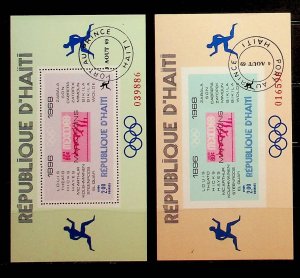 HAITI Sc 616q PERF+IMPERF SOUVENIR SHEETS OF 1969 - OLYMPICS