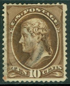 USA : 1882. Scott #209B Black Brown. VF, Used. Light Bullseye cancel. Cat $350