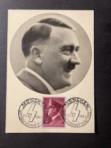 1942 Nazi Germany Postcard Cover Munich No Address Adolf Hitler RPPC Portrait