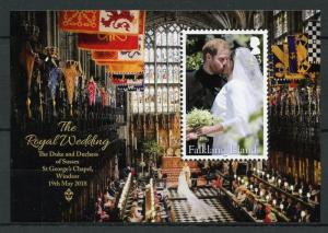 Falkland Isl 2018 MNH Prince Harry & Meghan Royal Wedding 1v M/S Royalty Stamps