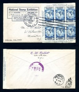 # 735 Souvenir Sheet First Day Cover with Linprint cachet NY, NY - 2-10-1934