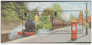 O) 1998 ISLE OF MAN, TRAIN - LOCOMOTIVE, MAILBOX, PAINTING,