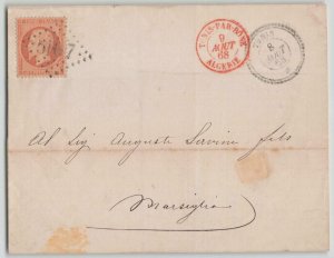 France (Tunisia) 1868 40c Napoleon Folded Cover Tunis to Marseille