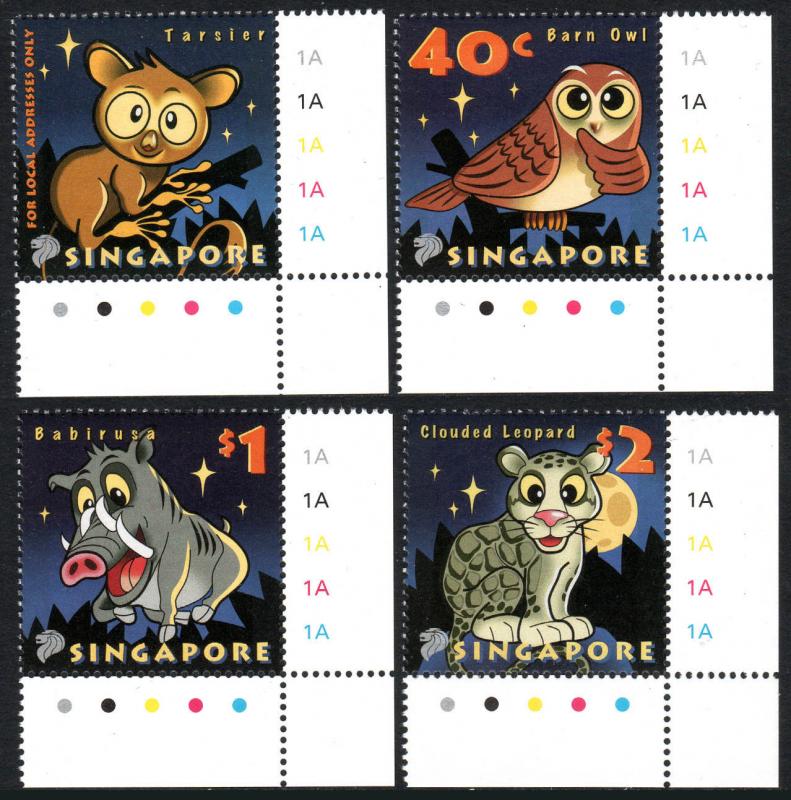 Singapore 1050-1053, MNH. Nocturnal Animals.Tarsier,Owl,Babirusa,Leopard, 2003