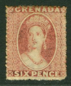 SG 6 Grenada 1863-71. 6d rose, watermark small star, rough perf 14-16. Mount...
