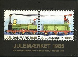 Denmark.Christmas Seal.1985.1 Post Office,Display,Advertising Sign.Railway,Train