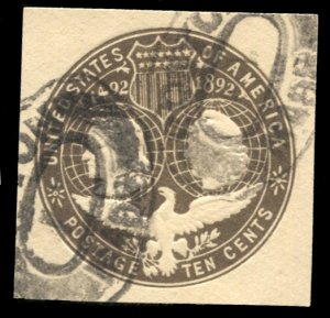 United States U351, used, World's Columbian Exhibition cut square