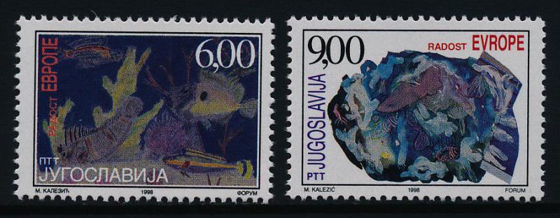 Yugoslavia 2418-9 MNH Joy of Europe Children's Drawings, Fish