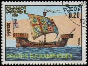 Cambodia 698 - Cto - 20c English Ship (1986)