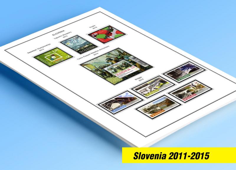 COLOR PRINTED SLOVENIA 2011-2015 STAMP ALBUM PAGES (43 illustrated pages)