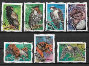 1994 Tanzania 1279-85 complete Raptors set of 7 CTO