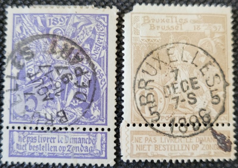 Belgium, 1896-97, St. Mike & Satan, set of 2, #79-80, used, SCV$4.10