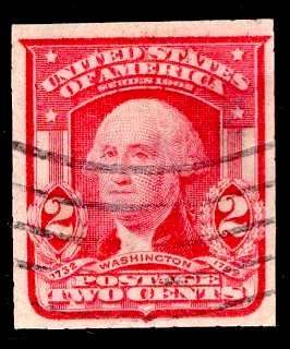 US Stamp #320 2c Carmine Washington IMPERF USED SCV $19.00