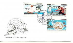 PERU 1989 SECOND SCIENTIFIC EXPEDITION TO ANTARCTICS MAPS EAGLE PENGUIN FDC