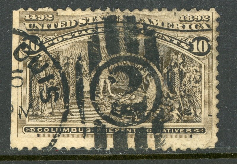 USA 1893 Columbus 10¢ Black Brown Sc #237 VFU Z280 