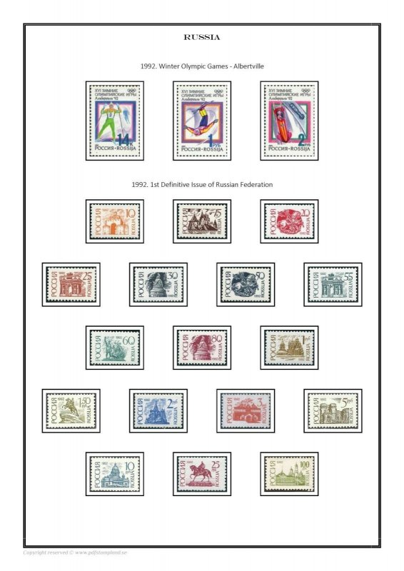 Russia 1992 - 2021 PDF (DIGITAL) STAMP ALBUM PAGES