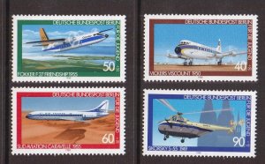 Germany  Berlin   #9NB164-9NB167   MNH  1980   Aviation  airplane  helicopter