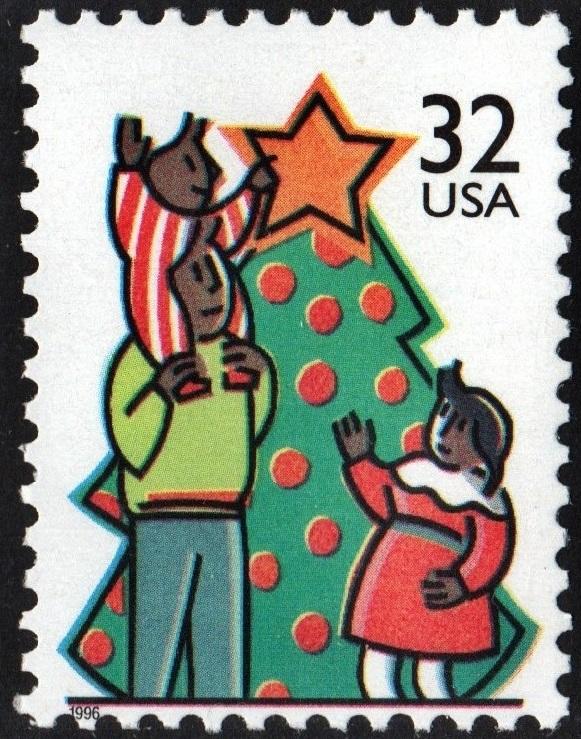 SC#3109 32¢ Family Scenes: Decorating Tree Single (1996) MNH