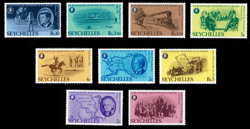 Seychelles 1976 - American 200th Anniversary - Set of 9v - Scott 370-78 MNH