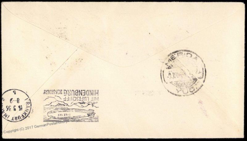 Mexico 1936 Hindenburg Zeppelin Si406 Cover Merida Yucatan 84166