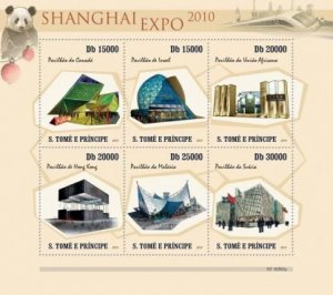 St Thomas - Shanghai Expo - 6 Stamp  Sheet ST10303a