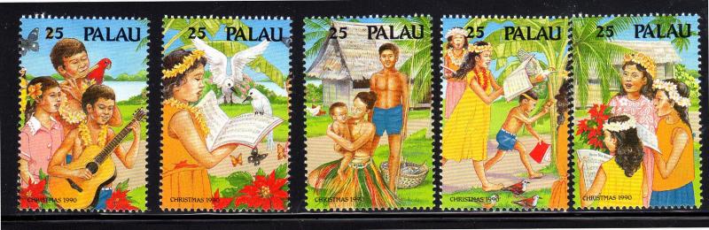 PALAU  #249-253  1990  CHRISTMAS  MINT  VF NH  O.G