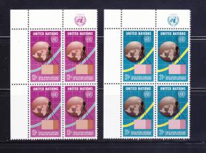 UN New York 274-275 Inscription Blocks Set MNH Cargo, Globe and Graph (A)