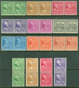 EDW1949SELL : USA 1939 Scott #839-51 Cplt set of Line Pairs VF MNH. Cat $140.00.