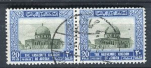 JORDAN; 1955 early King Hussein pictorial issue fine used 20F. pair