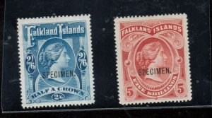 Falkland Islands #20S - #21S (SG #41S - #42S) Very Fine Mint With Specimen Ovpts