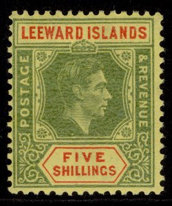 LEEWARD ISLANDS GVI SG112b, 5s green & red/yellow, LH MINT. Cat £35.